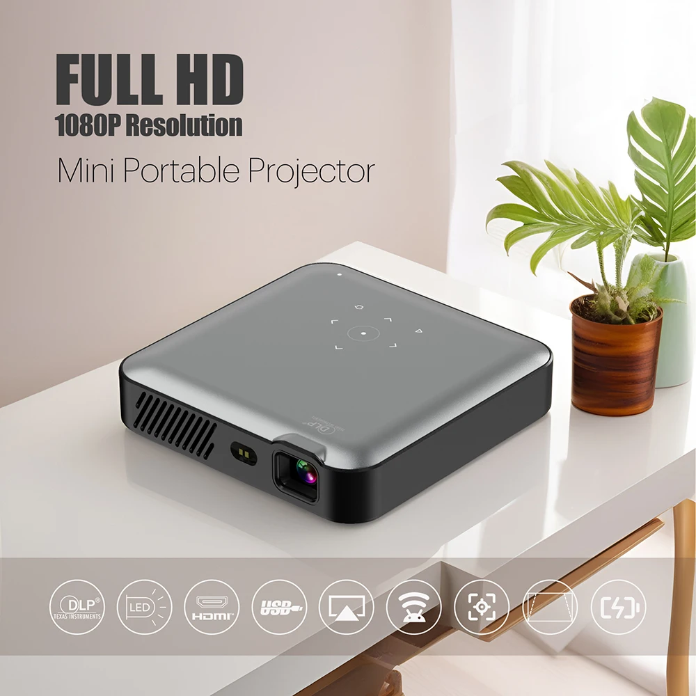 ApexTPSmartldea 풀 HD 1080p 4K 스마트 프로젝터 자동 초점 안드로이드 13 5G 와이파이 DLP 프로젝터 10500mAh 배터리 모바일 스마트폰