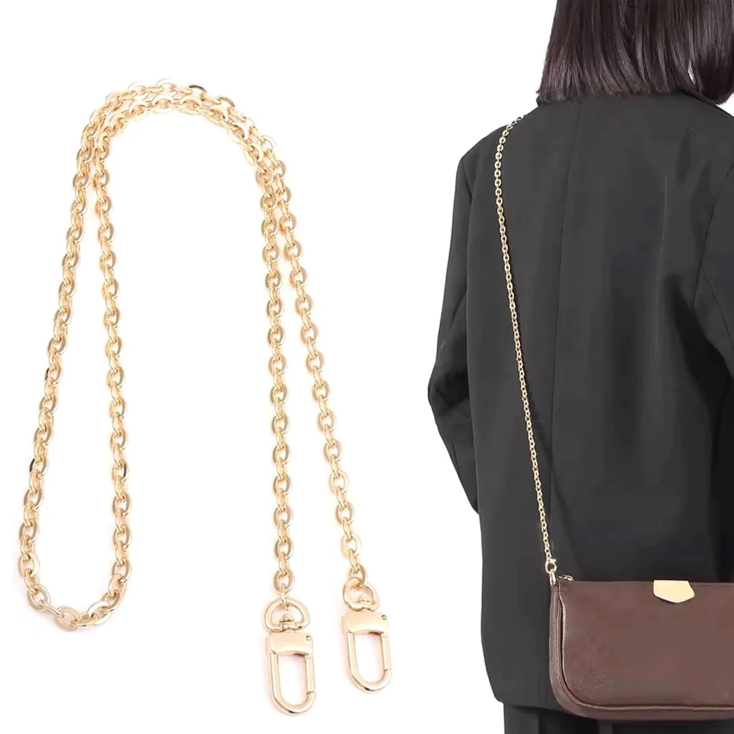 Purse Chain Strap Crossbody Chain Shoulder Bag Replacement Strap with Metal Buckles DIY Purse Making