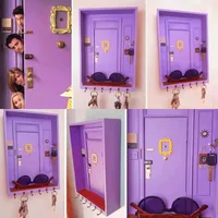 Purple Door Friends Key Holder Wood Box Hanging Key Wooden Hanger Storage Rack Organizer Shelf Home Wall Decor Crafts Gift 1