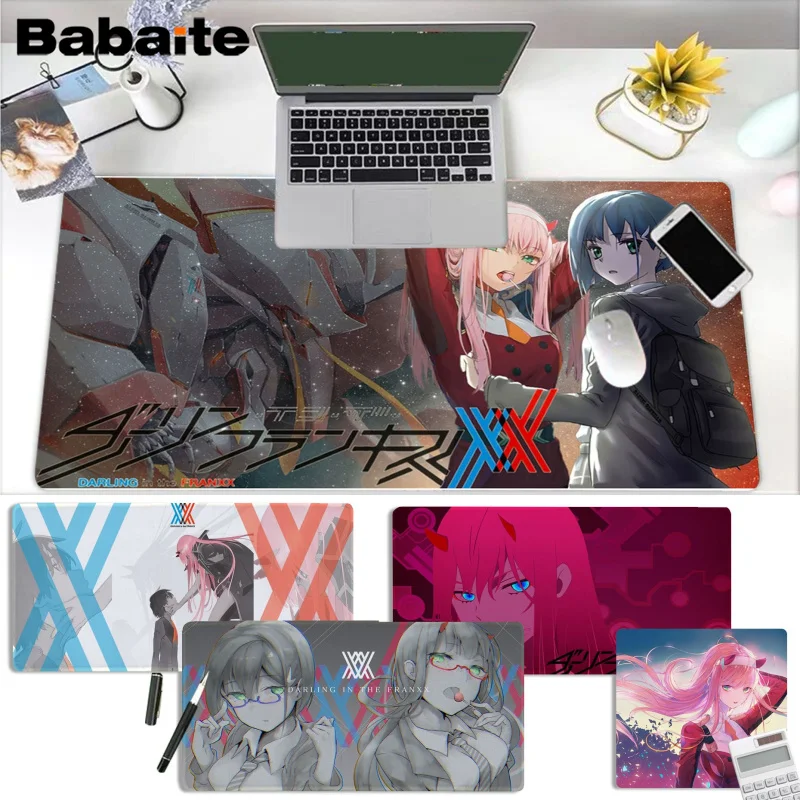 

Zero Two Darling in the Franxx Mousepad girl pad Keyboards Mat Rubber Gaming Mat Size for large Edge Locking Game Keyboard Pad