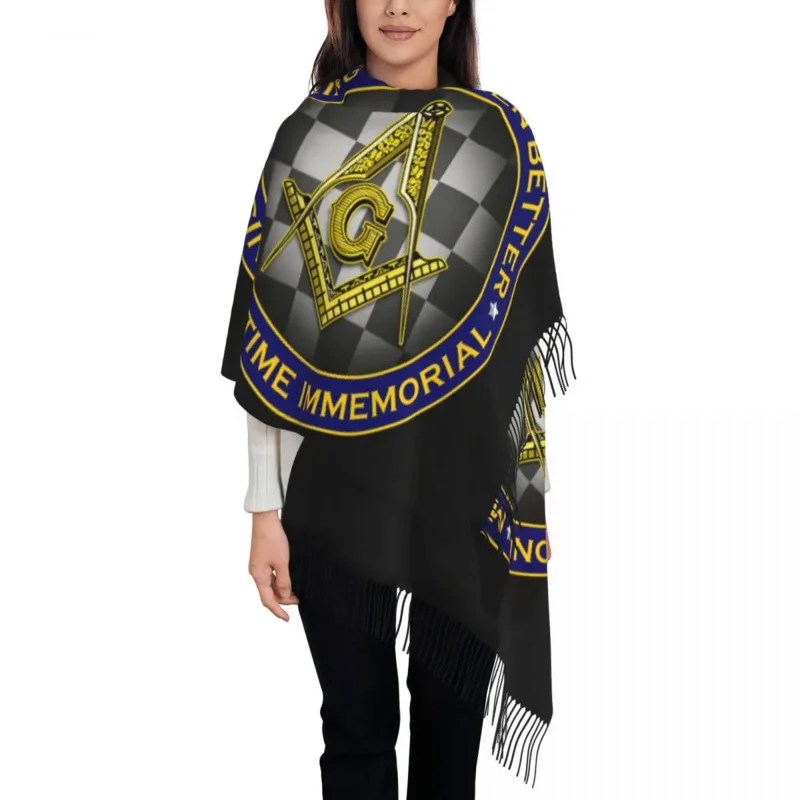 

Freemason Masonic Scarf Women Stylish Winter Fall Wrap Shawl Mason Freemasonry Tassel Wraps