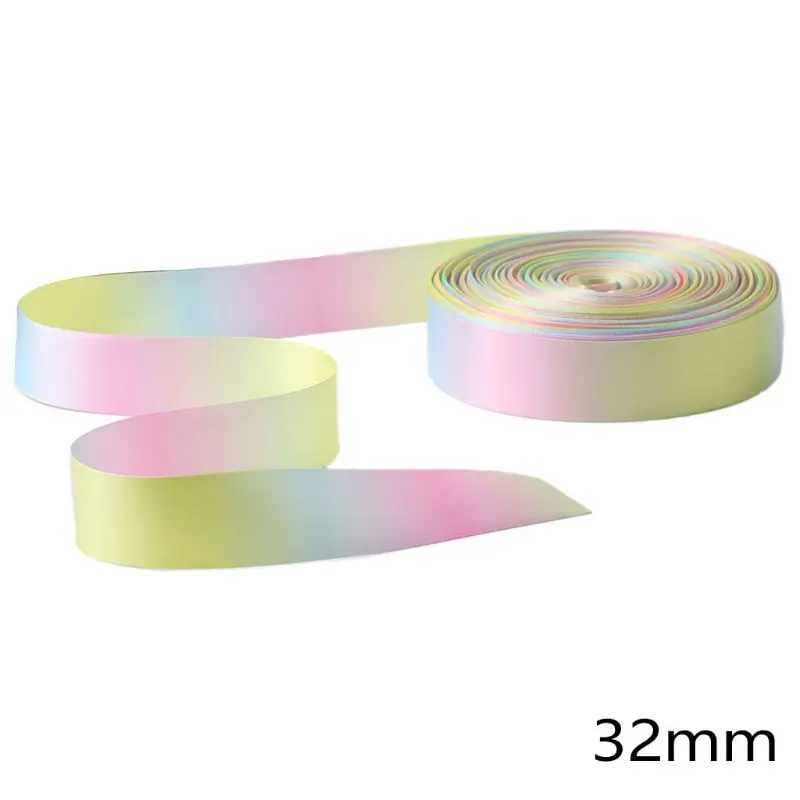 50 Yards/Roll Light Rainbow Colorful Double Sided Ribbon for Hair Bow Making DIY Wedding Party Gift Wrapping