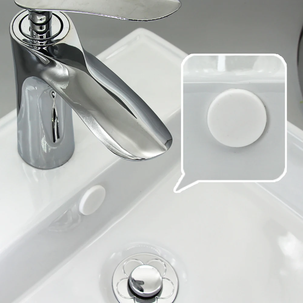 1/4pcs Sink Hole Overflow Cover Wash Basin Overflow Ring Plug Replacement Silicone Round Plug Kitchen Drain Cap Basin Accessory