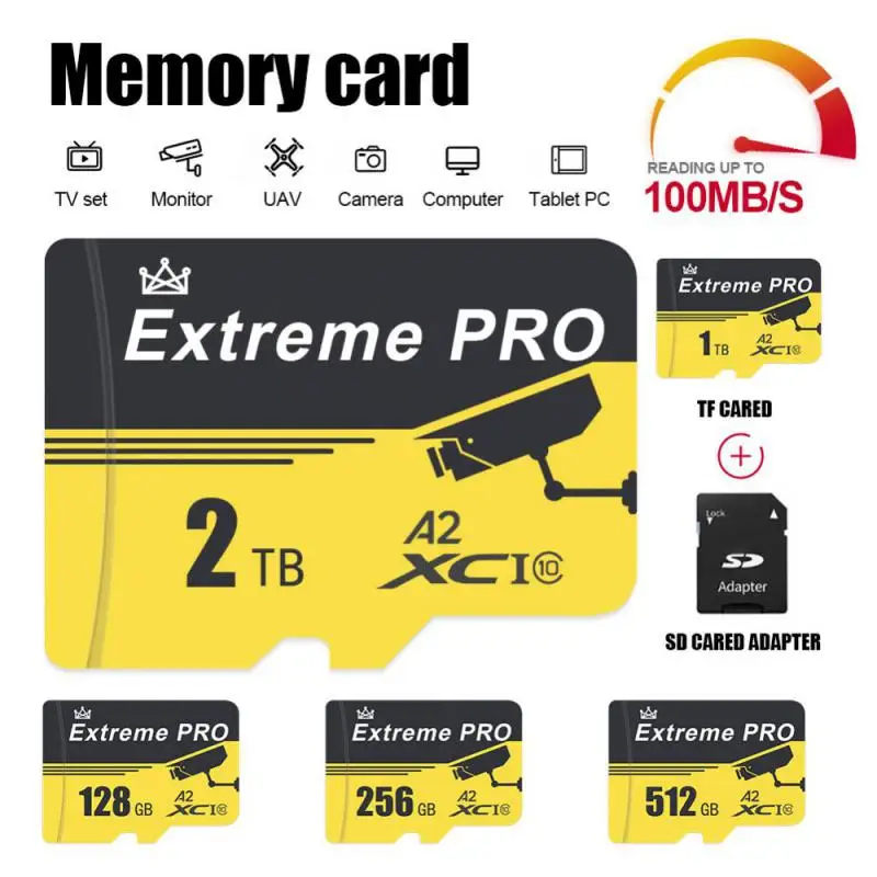 Scheda Di Memoria Sd Da 1Tb Scheda Sd Da 2Tb 128Gb/256Gb/512Gb Micro Tf/Sd Flash Card Micro Tarjeta Sd Ad Alta Velocità Per Xiaomi Phone Drone Cam