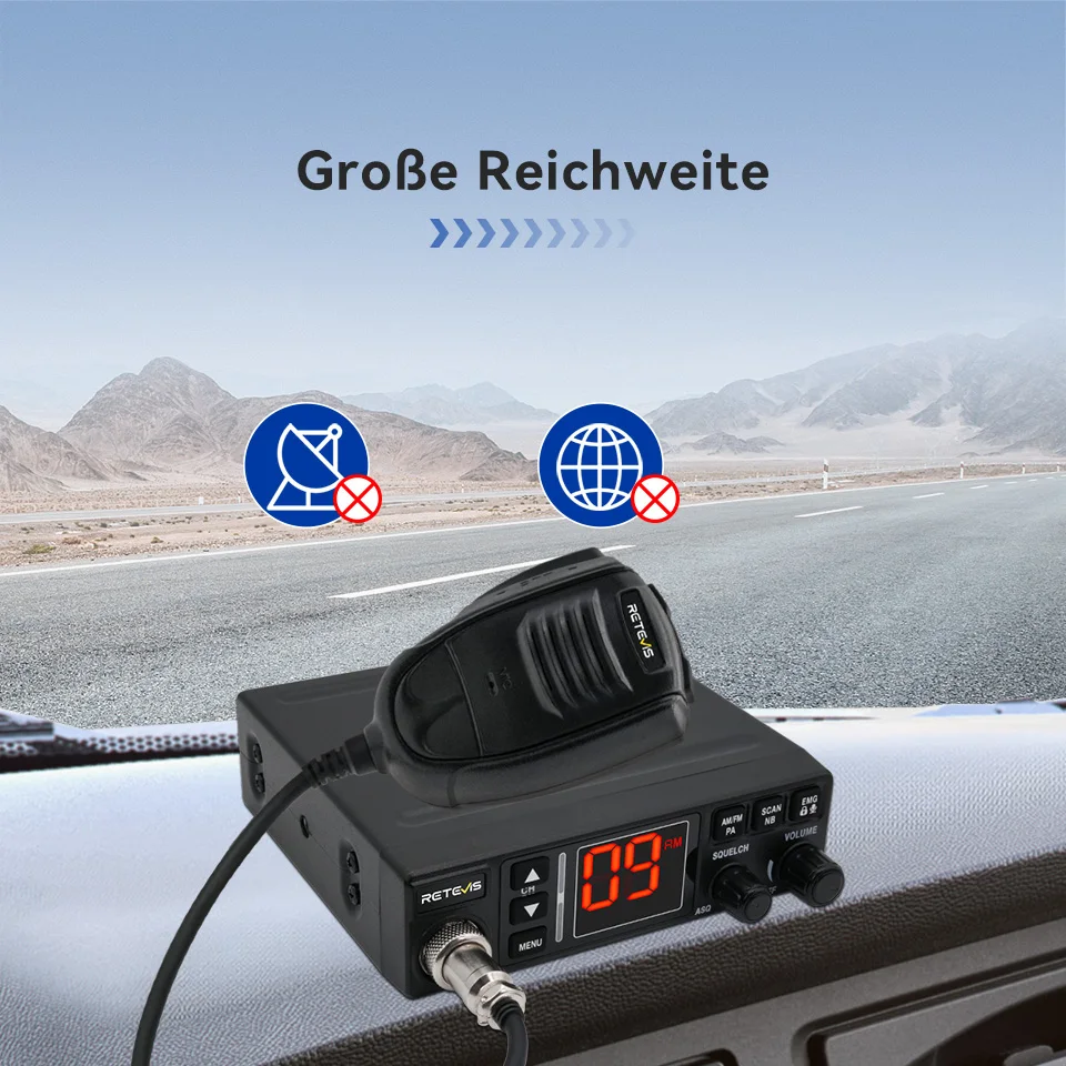 Retevis MB63A CB Autoradio 12/24V Power Long Range CB Mobile Radiosender Professioneller Kommunikator AMFM Amateurfunkkanal 9/19 – Detail 10