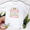 Birthday Princess Family Matching Clothes Mother Father Kid T Shirt Tops Baby Bodysuit Girl Birthday Party Look Outfits T-shirts 5