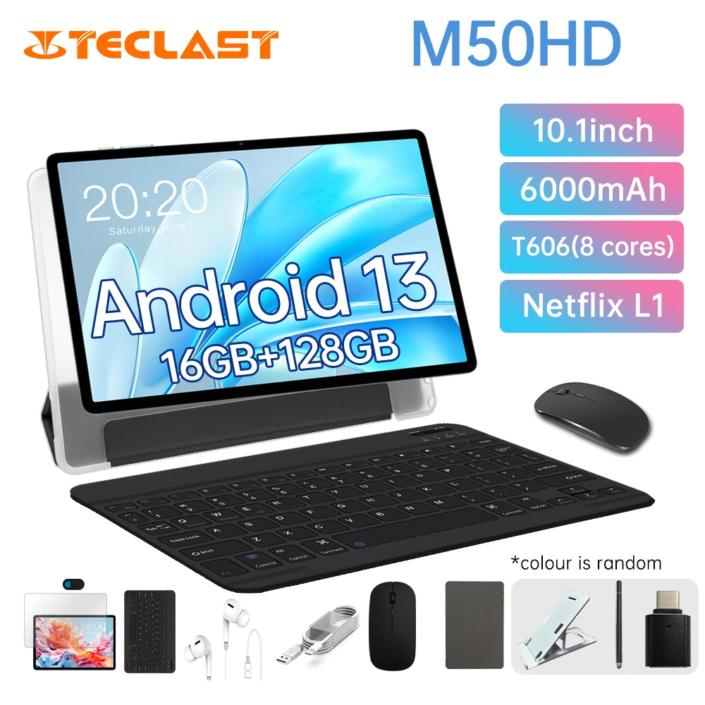 Teclast M50HD 2024 Tablet (Unisoc T606 8-core 1.6GHz/)16GB(8GB+8GB) RAM/128GB ROM/10.1 Inch 1200×1920iPS TDDI/WIFI5G/4G Dual SI