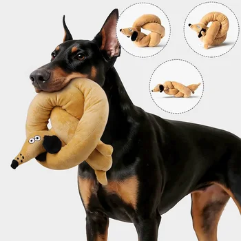 S9d64f4dd1bdf40a48268f291fa2c85b2i.jpg 100CM Sausage Dog Toy Creative Sound-making Plush Companion Dog Toy Squeaky Dog Toy Chew Teething Dental Interactive Play Toys