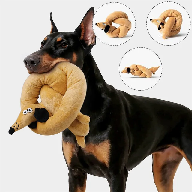 100CM Sausage Dog Toy Creative Sound-making Plush Companion Dog Toy Squeaky Dog Toy Chew Teething Dental Interactive Play Toys