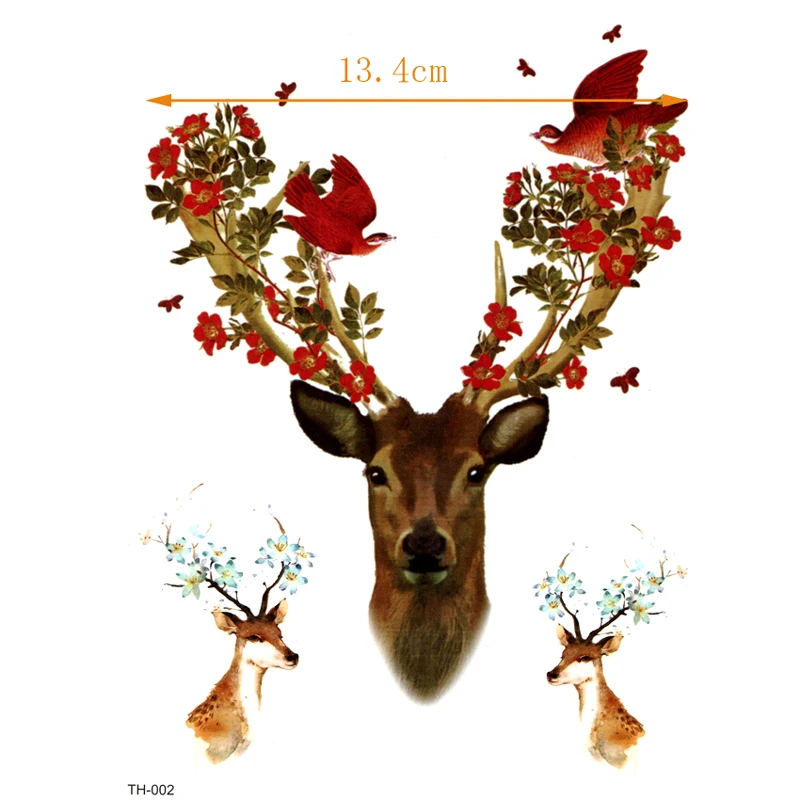 16 Stile Glücks-Hirsch Wasserfeste Temporäre Tattoos für Männer, Tier-Tattoos, Temporäres Tattoo für Frauen, Henna-Tattoo, Temporäres Tattoo – Detail 4