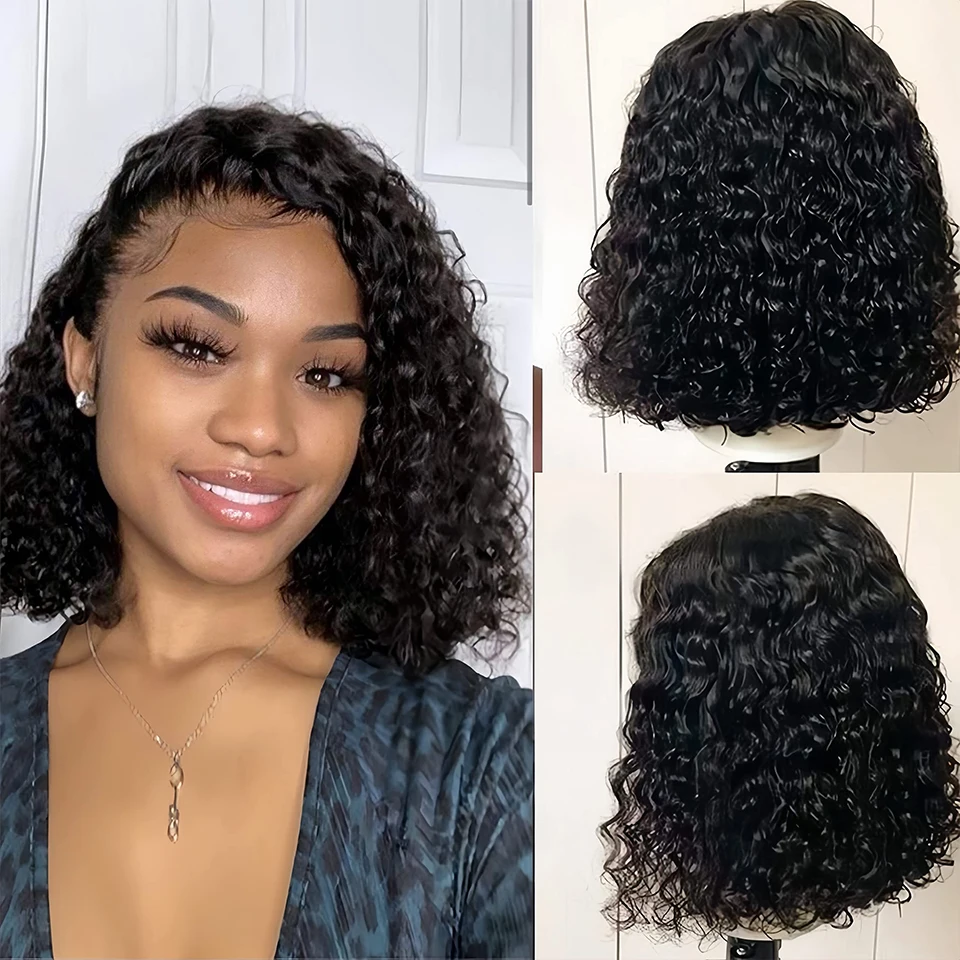 

Short 13x4 Kinky Curly Bob Human Hair Wig Pre Plucked Brazilian 4x4 Side Part Lace Peruvian Curly Human Hair Bob Wigs For Women