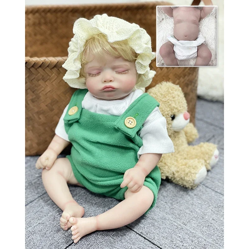 

19inch Reborn Bebe Rosalie Full Body Vinyl Silicone Dolls Sleeping Baby Handmade Painted Lifelike 3D Skin with Visible Veins
