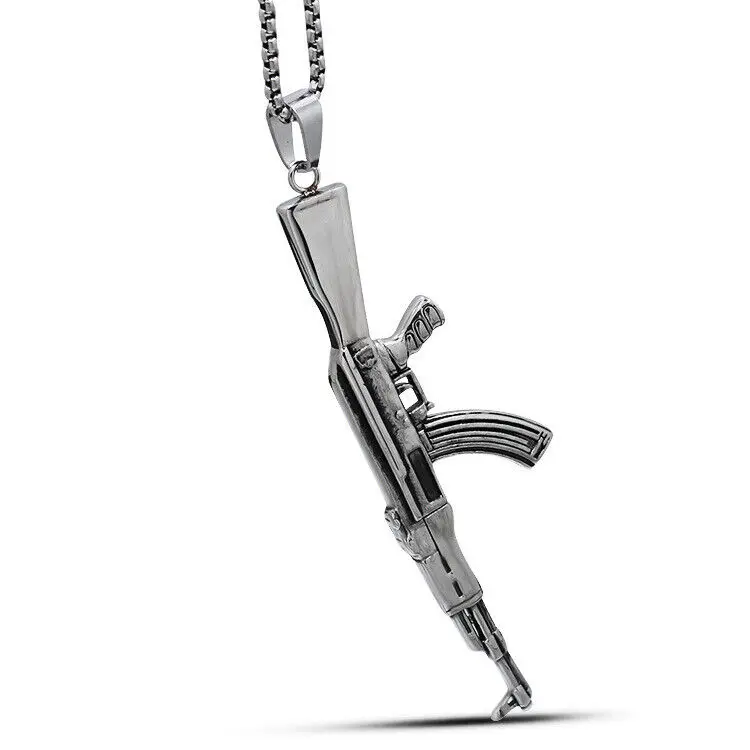 Shop-iGold Men Women 925 Italy Gold Finish Iced AK-47 Gun Pendant Stainless  Steel Real 2 mm Box Chain Necklace 24 Inches, Mens Jewelry, Iced Pendant,  Box Necklace | Amazon.com