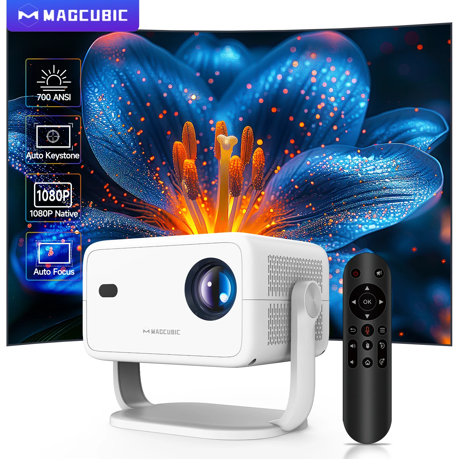 Magcubic L018 4K Android14 Projector 700ANSI Auto...