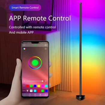 RGB 플로어 램프 LED 무드 라이트, 스마트 앱 제어, 스탠딩 침대 옆, 럭셔리 거실 실내 장식, 조도 조절 침실 RGB