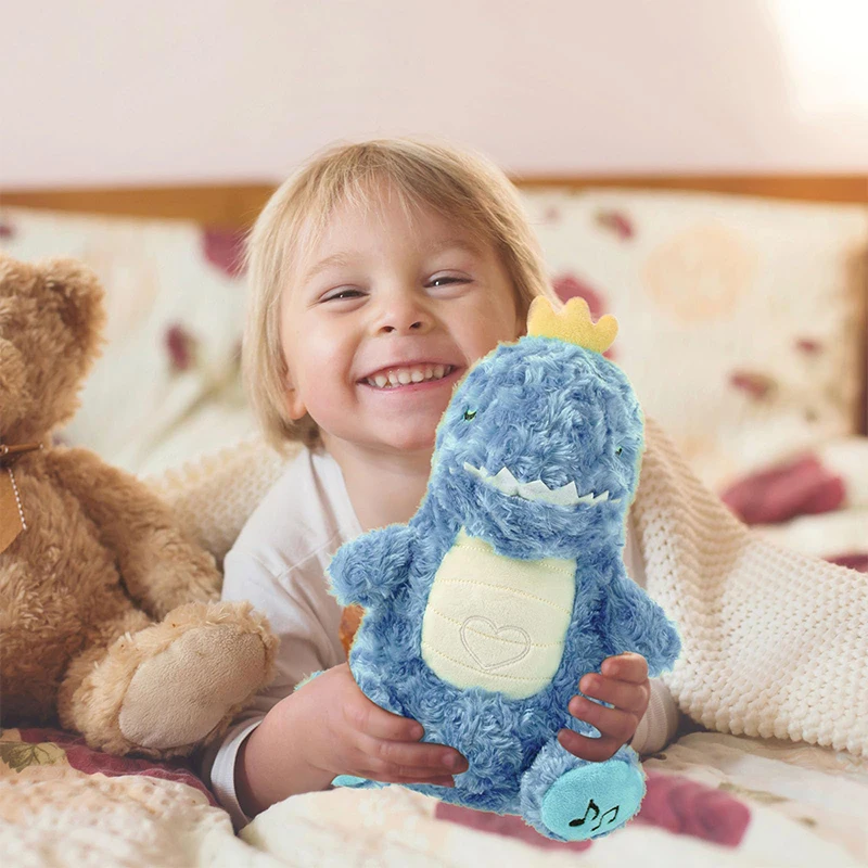 Breathing Dinosaur Toy Baby Soothing Dinosaur Plush Doll Baby Kids Soothing Music Sleeping Companion Sound And Light Doll