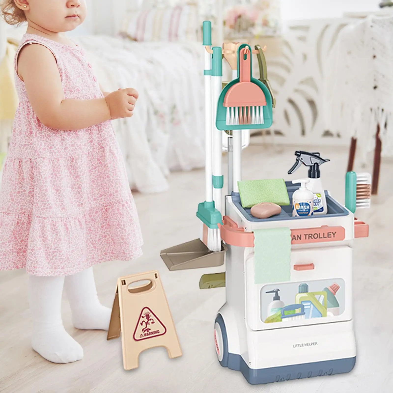 Kids Cleaning Set Pretend Play Toy Role Play Game for Toddlers Kids 4