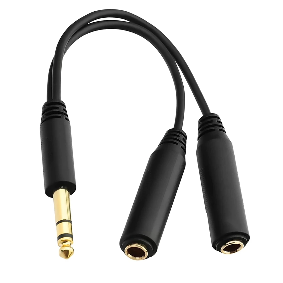 

Nku 6.35mm 1/4 Inch Mono/Stereo 1 to 2 Y Splitter Cable 1/8 Inch 3.5mm To Dual 6.5mm Jack Audio Aux Cord for PC Mixer Speaker