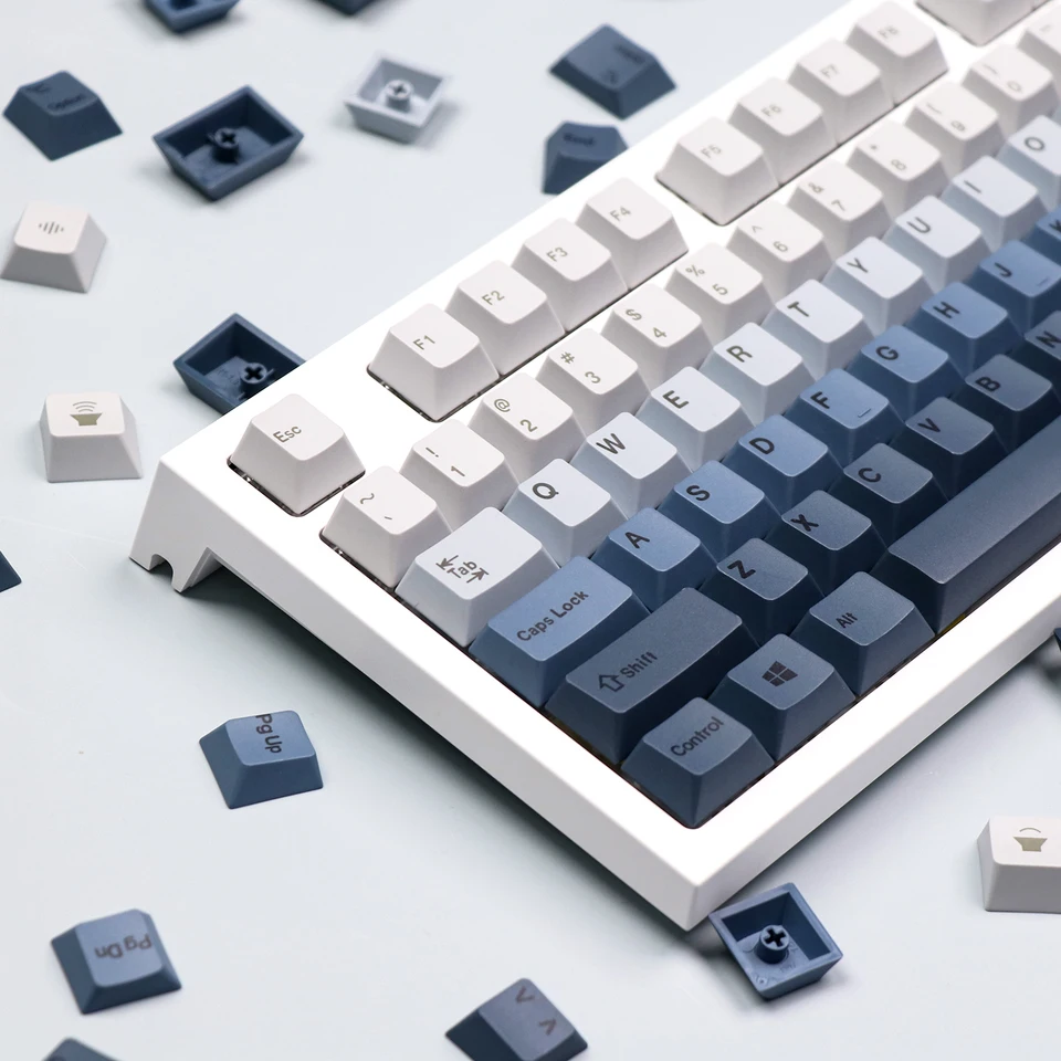 EPOMAKER Ombre Keycap Set with 136 Keys Shiny Cherry Profile PBT Double Click Mechanical Keyboard QWERTY USA (Black Ombre, Cherry Profile