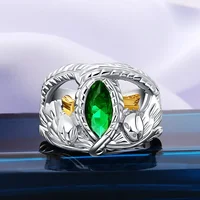 LOTR Aragorn's Ring 925 Sterling Silver Lord of Rings of Barahir Mens Crystal Ring US SIZE 8-13# 1