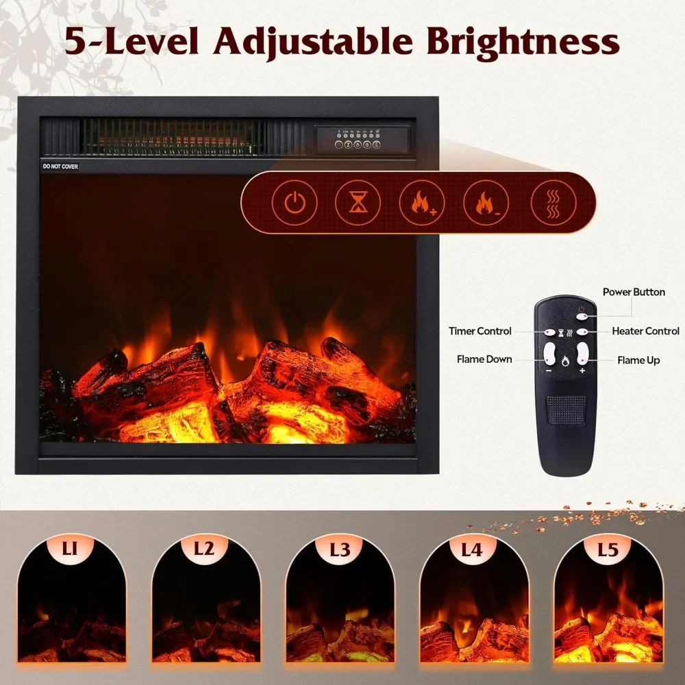 Fireplace TV Stand with LED Lights & Glass Shelves, Modern Entertainment Console 58 Inch TV Console - Image 5