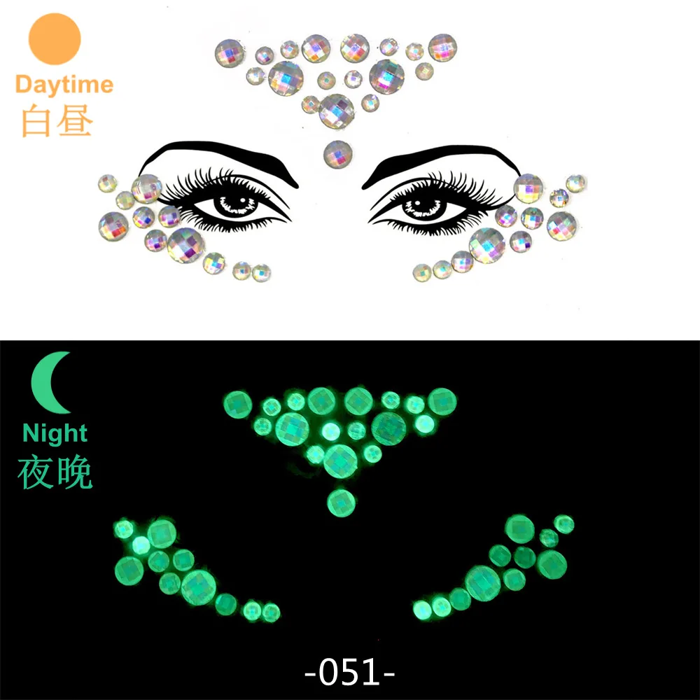 Rhinestone Face Jewels: Festival Glitter Crystal Stickers