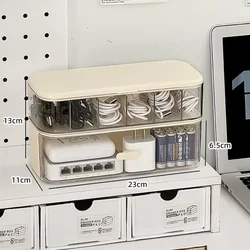 Stackable Cable Organizer Box with Lid - Dust - Proof Storage Solution (Yellow)