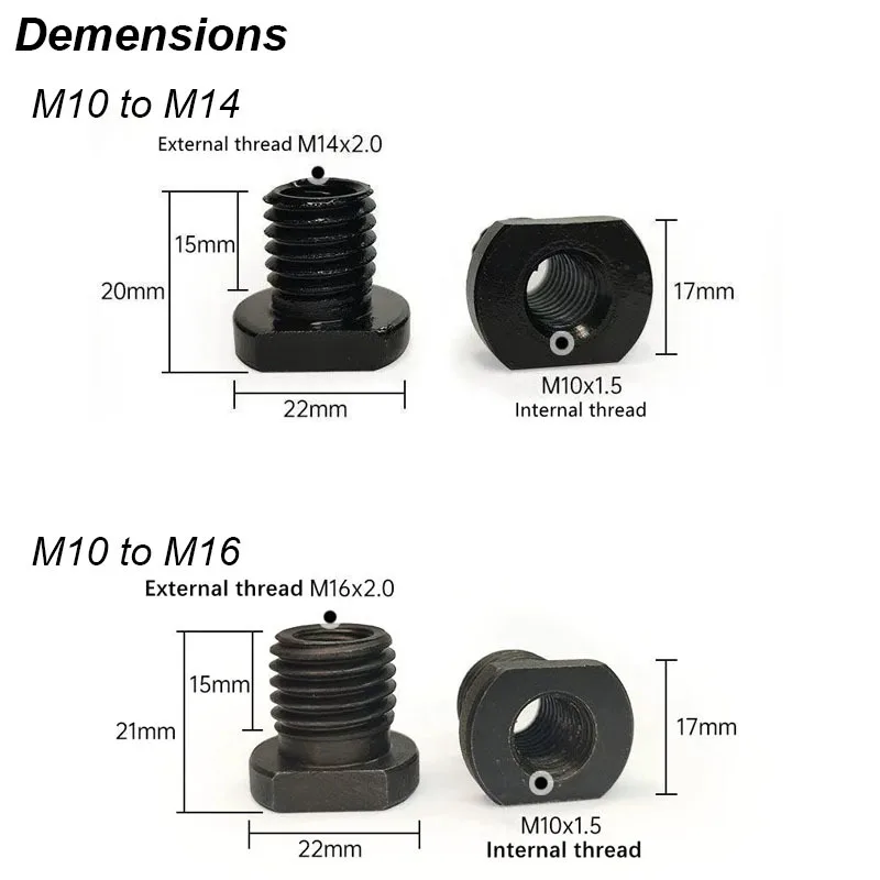 Angle Grinder Adapter Attachment Spindle Arbor Conversion Female To Male Connector Rod M10 M14 M16 Thread Power Tool Part