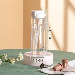 Large Capacity 800ml Transparent Water Bottle with Straw - 800ml (White)
