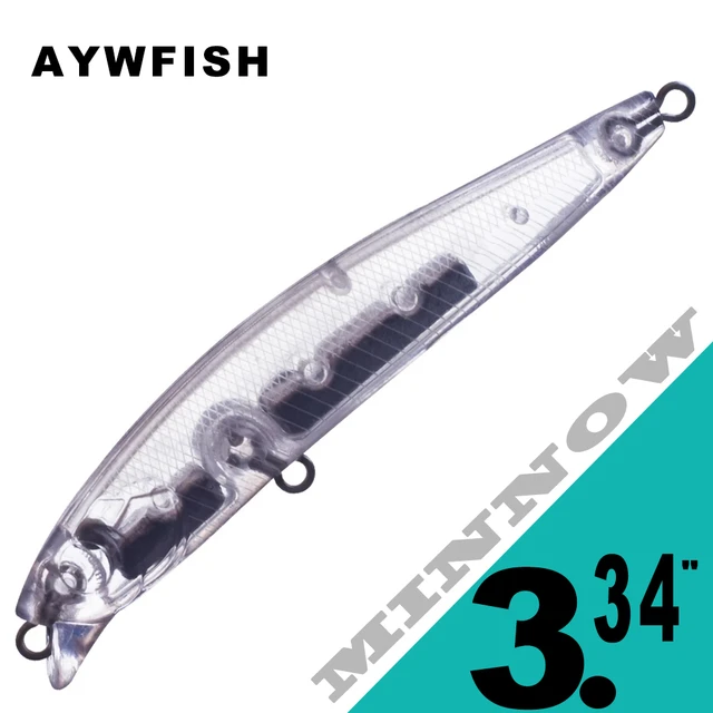 AYWFISH 10PCS / LOT Long Cast Minnow Blank 3.34IN 14G Unpainted