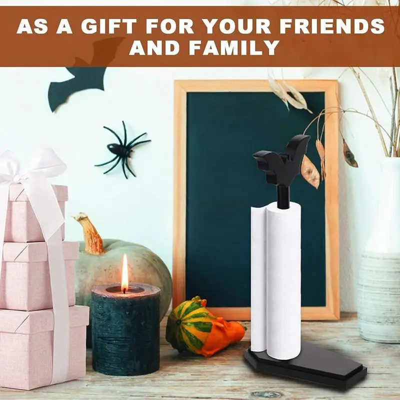 Halloween Paper Towel Stand With Coffin Base And Bat Standing Tissue Holder Toilet Kitchen Accessories For Halloween Decor
