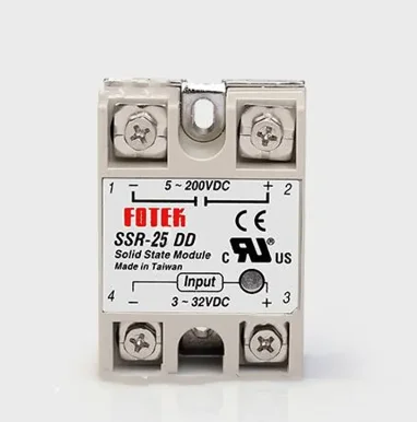 

На самом деле 25 А! Реле FOTEK SSR-25DD от производителя 25A ssr, вход 3-32VDC выход 5-200VDC