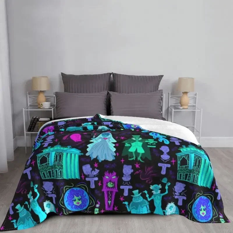 Haunted Mansion Throw Blanket Sofa Fleece Warm Flannel Halloween Grimace Blankets for Bedroom Office Couch Bedspreads 3