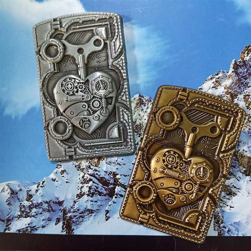 

Металлический значок для керосиновой зажигалки, газовая зажигалка, прикуриватель, аксессуары ручной работы для декора, стимпанк, сердце, замок