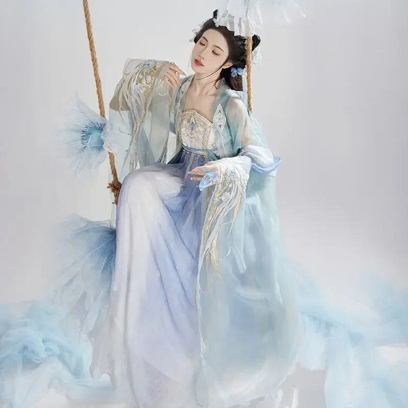 

Китайское платье Hanfu, женское роскошное традиционное китайское платье Hanfu, женское платье для маскарада, костюм