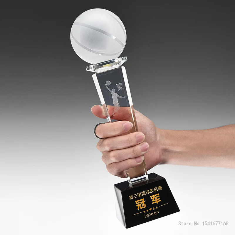 Creative Activities Sports Ball Crystal Trophy, Custom Lettering, Championship Trophy, Reward Competition Souir, Home Decor, 1Pc