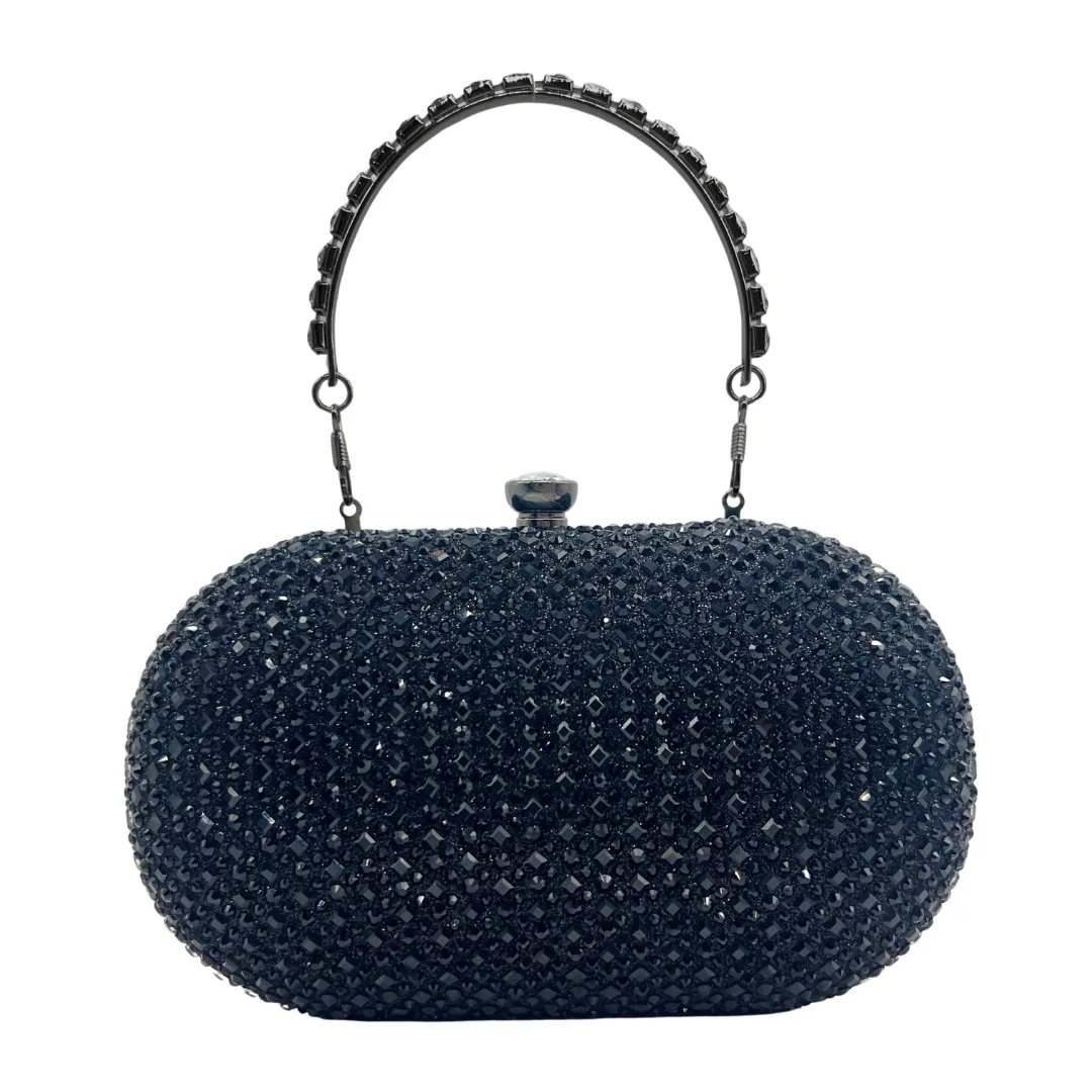 Griff Diamanten Frauen Clutch Taschen Blaue Farbe Geraffte Design Mode Pailletten Handtaschen Hochzeit Braut Abend Taschen Mit Kette Geldbörse – Detail 26