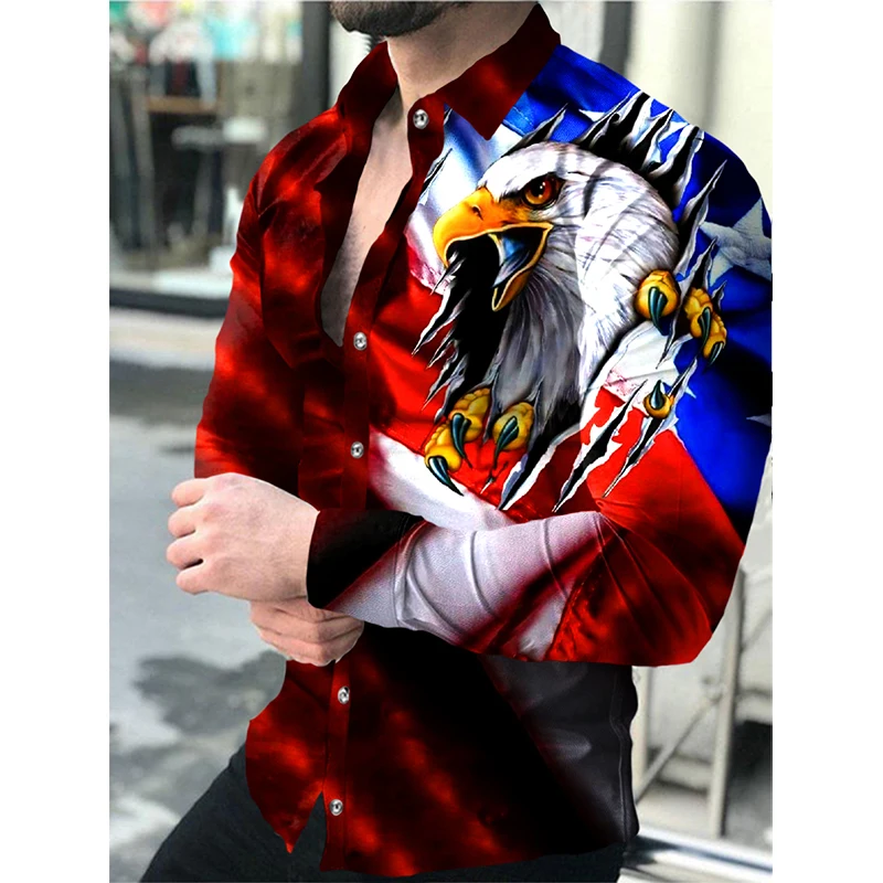 Luxury Social Men Shirts Turn-down Collar Buttoned Shirt Casual Tiger Print Long Sleeve Tops Men's Clothing Prom Party Cardigan short sleeve button down