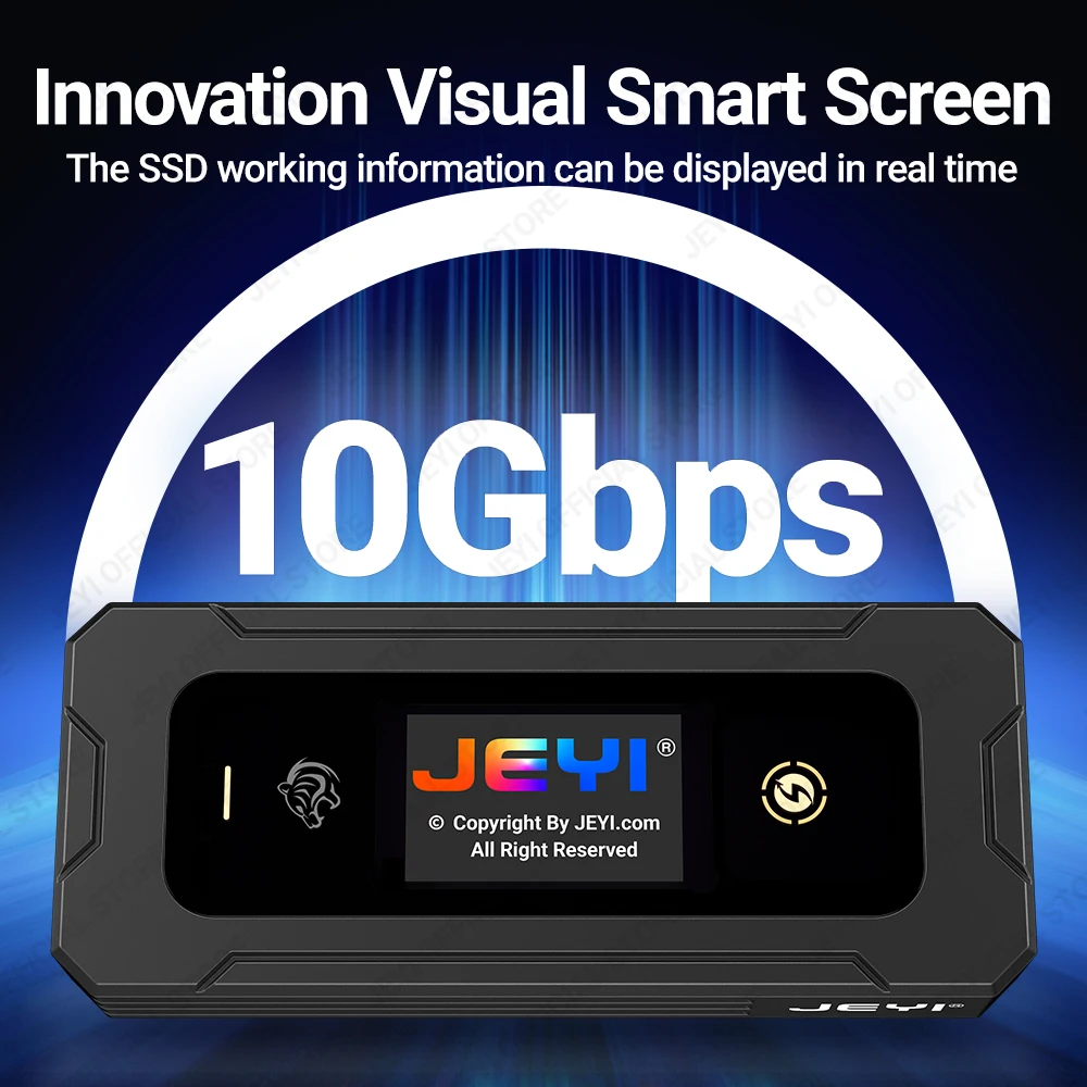 JEYI Visual Smart M.2 NVMe / SATA SSD Enclosure USB 3.2 10Gbps 10 Set Modes Real-time temperature Support M-Key B + M Key UASP ssd enclosure