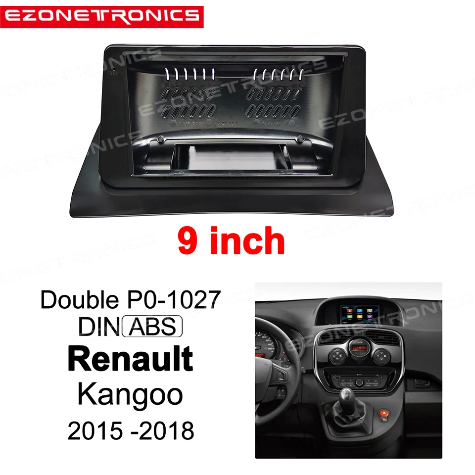 

1/2Din Car DVD Only Frame Audio Fitting Adaptor Dash Trim Facia Panel 9 inch For Renault Kangoo 2015- 2018 Double Radio Player