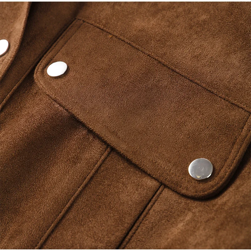 Description Picture 6 of itemVintage Women Suede Bomber Jacket Stand Zipper Pocket Street Coat Female 2025 Spring Casual Full Sleeve Commute Ladies Outerwear