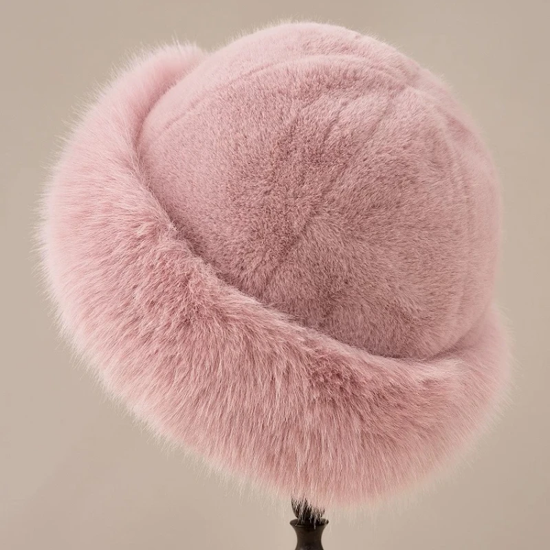 Fluffy Fur Fisherman Hat for Women Winter Plush Ear Protection Cap Windproof Warm Headgear Fashion Thicken Cold Panama Caps winter hat fur hat