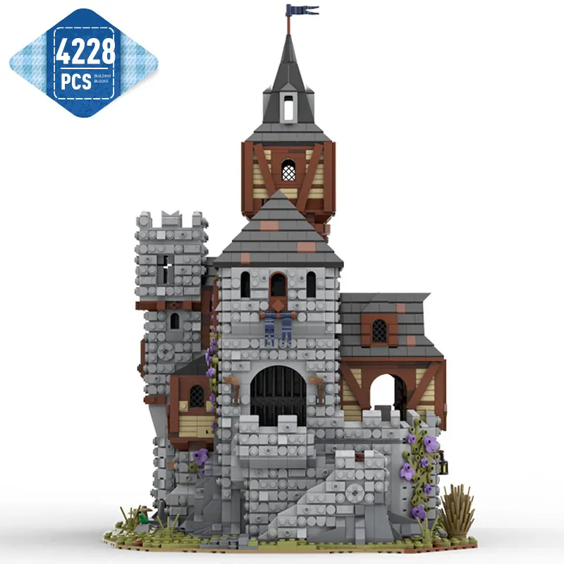 

MOC Architecture Medieval Castle Model Building Blocks City Retro Church Bell Tower MOC-109930 Bricks Toys for Children Gifts
