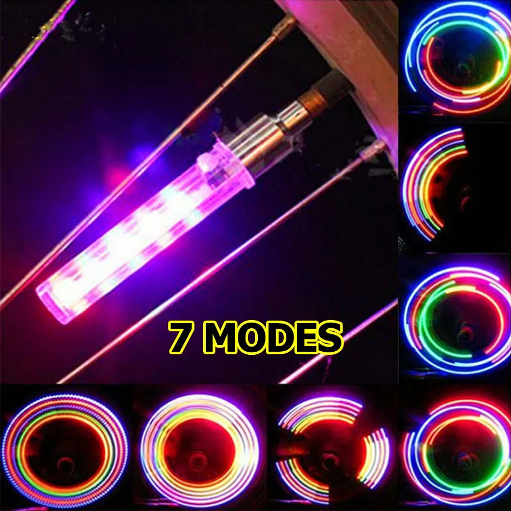 2pcs Bicycle Lights LED Bike Wheel Luminous Fluorescent Tire Valve Light Cap Decor Neon Lamp Flash Cycle Accessories