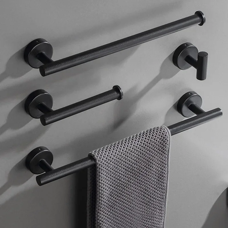 

049HOME 4pcs Sets Wall Mounted Towel Bar Toilet Paper Holder Robe Rack Hooks Bath Hardware Sets Organizers Bathroom Accessories