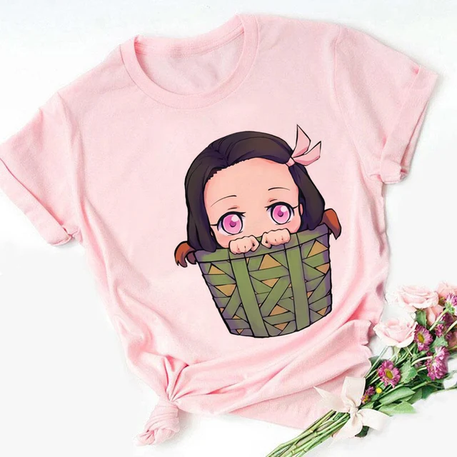 Nezuko Kamado Kimetsu no Yaiba Vermelho Estampa Criança Camisetas Crianças  Bebê Preto Harajuku Roupas Kawaii Menino Menina Tops Presente