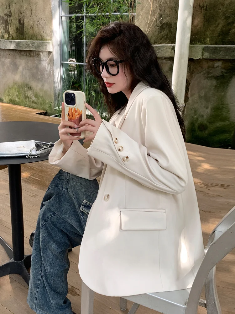2023 New Fall Fashion Korean Version Women Coat Blazer Double-breasted Casual Commuter Silhouette Suit Mid-length Suit Jacket