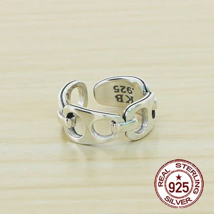 

S925 sterling silver ring hollowed out creative couple minimalist fashion personality Adjustable opening for niche design