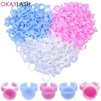 OKAYLASH-일회용 속눈썹 글루 홀더 링, 문신 안료 컵 컨테이너, 속눈썹 연장 도구, 속눈썹 용품, 100 개, 도매