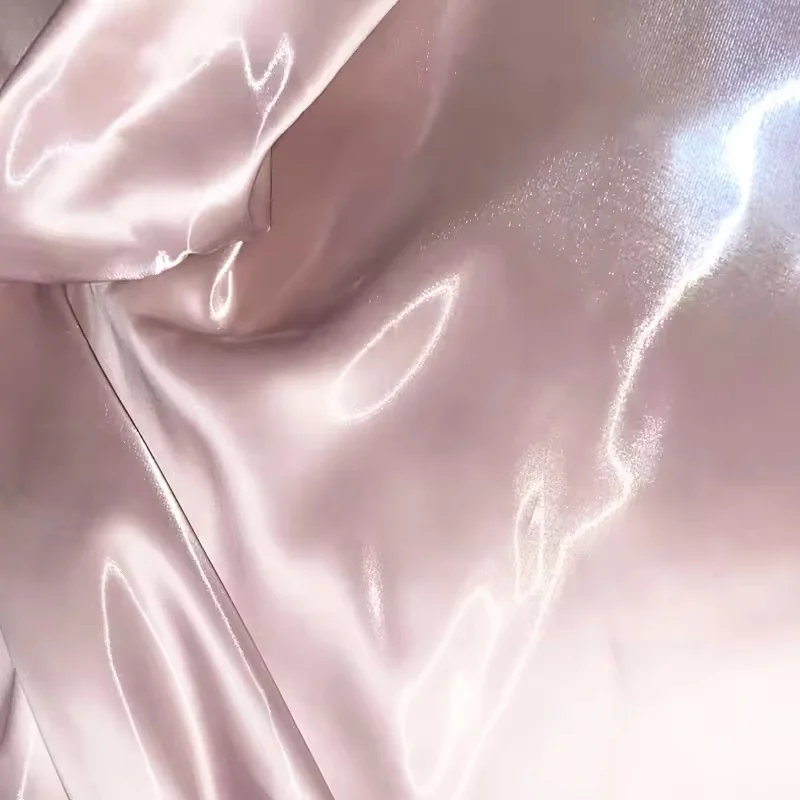 Blue Luxury Glossy Metallic Reflective Satin Fabric for Fashion and Formal Wear